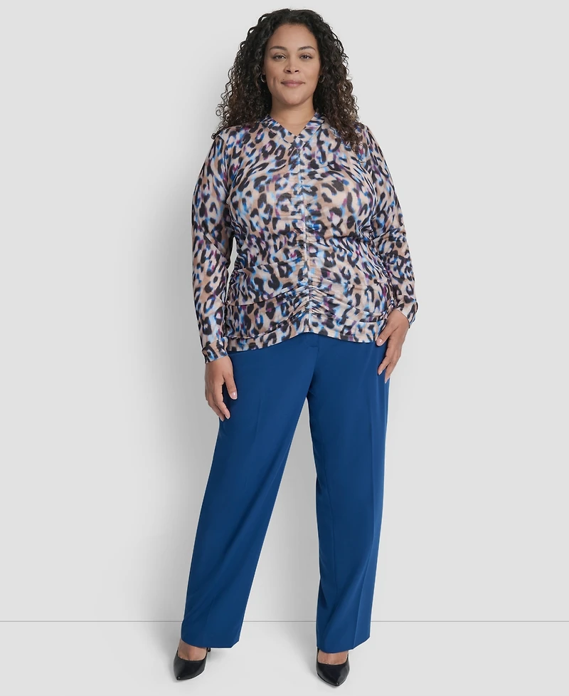 Dkny Plus Long Sleeve Tissue Mesh Top
