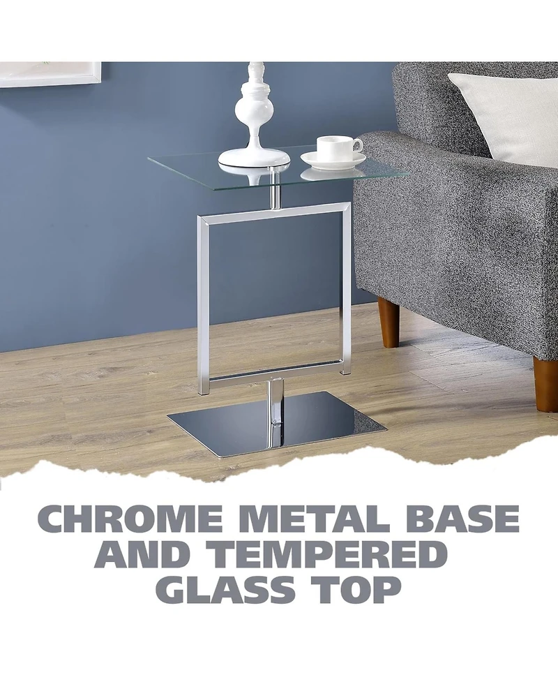 Kings Brand Furniture Side End Table with Metal Base and Tempered Glass Top
