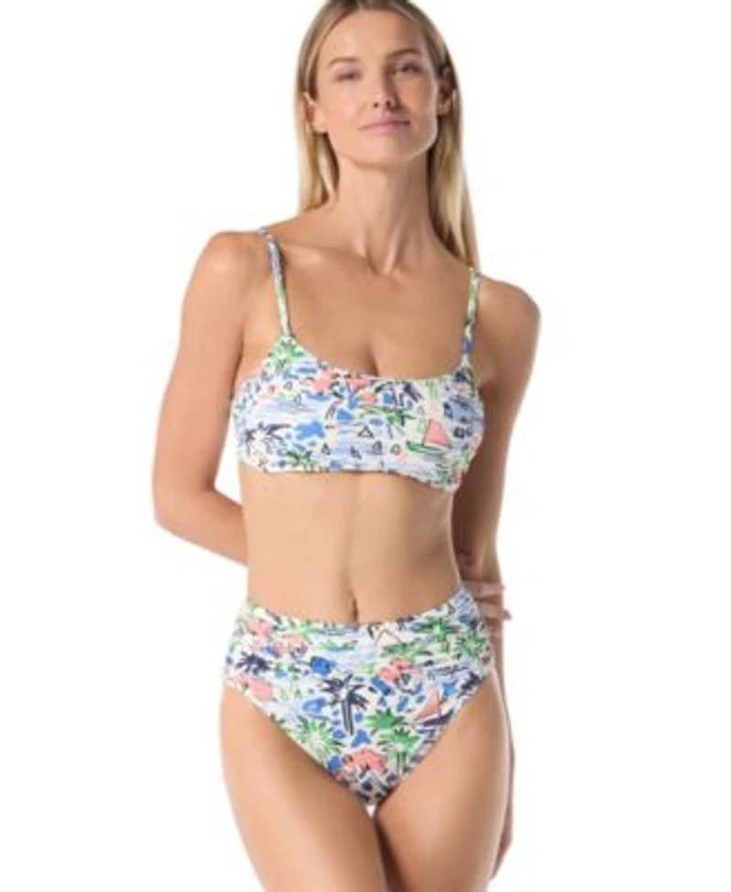 Kate Spade Womens Shirred Bra Bikini Top Shirred High Waist Bottom