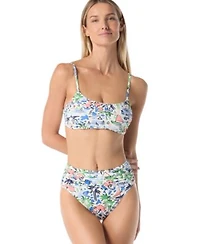 Kate Spade Womens Shirred Bra Bikini Top Shirred High Waist Bottom