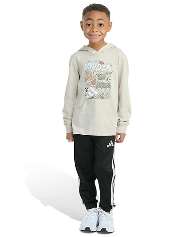 adidas Toddler and Little Boys 2-Piece Long Sleeve Hooded T-Shirt Jogger Pant Set
