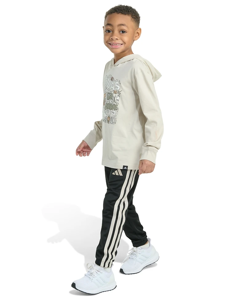 adidas Toddler and Little Boys 2-Piece Long Sleeve Hooded T-Shirt Jogger Pant Set