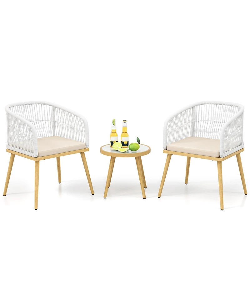 Slickblue 3-Piece Patio Bistro Conversation Set with 2 Chairs and Table for Backyard or Deck