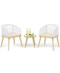 Slickblue 3-Piece Patio Bistro Conversation Set with 2 Chairs and Table for Backyard or Deck