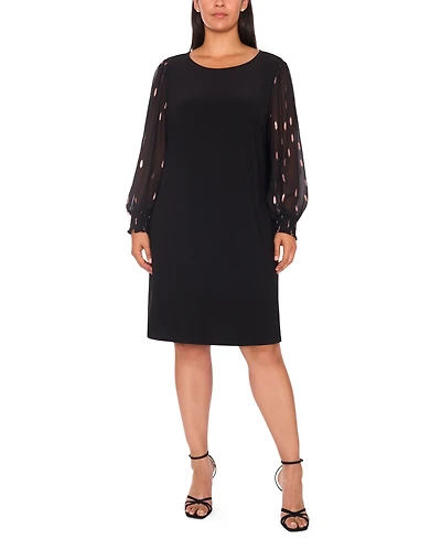 Msk Plus Clip Chiffon Long Sleeve Shift Dress
