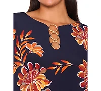 Msk Plus 3-Ring Shift Knee-Length Dress