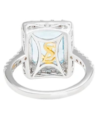 Suzy Levian New York Sterling Silver Emerald Cut Topaz Halo Ring