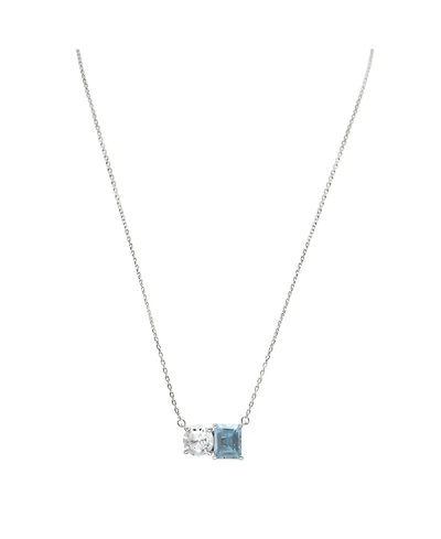 Suzy Levian Sterling Silver Topaz Two Stone Necklace
