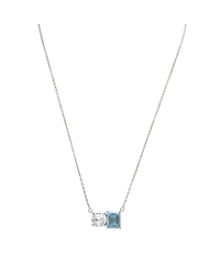 Suzy Levian Sterling Silver Topaz Two Stone Necklace