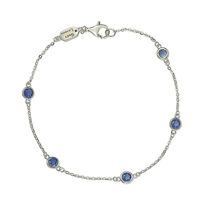 Suzy Levian New York Sterling Silver Sapphire 1 cttw Station Link Bracelet