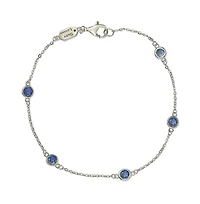 Suzy Levian New York Sterling Silver Sapphire 1 cttw Station Link Bracelet
