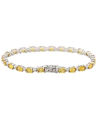 Suzy Levian Sterling Silver Oval-Cut Sapphire & Created White Tennis Bracelet