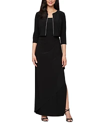 Alex Evenings Petite Long Matte Jersey Jacket Dress