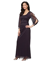 Sl Fashions Petite Long Glitter Mesh Dress