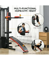 Soozier Multi Home Gym Equipment, Workout Station with 143lbs Weight Stack