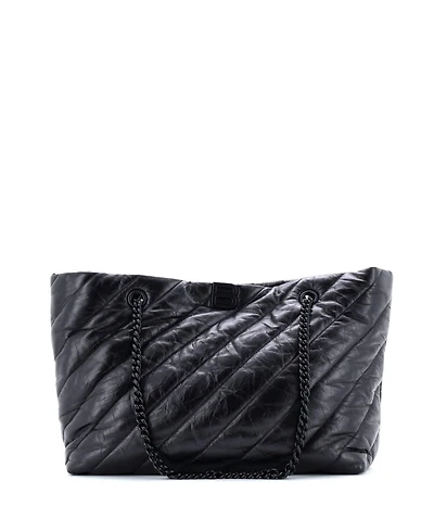 Pre-Owned Balenciaga Medium Crush Carry All Chain Tote Quilted Leather