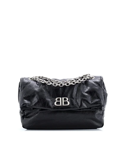 Pre-Owned Balenciaga Small Monaco Chain Flap Shoulder Bag Leather