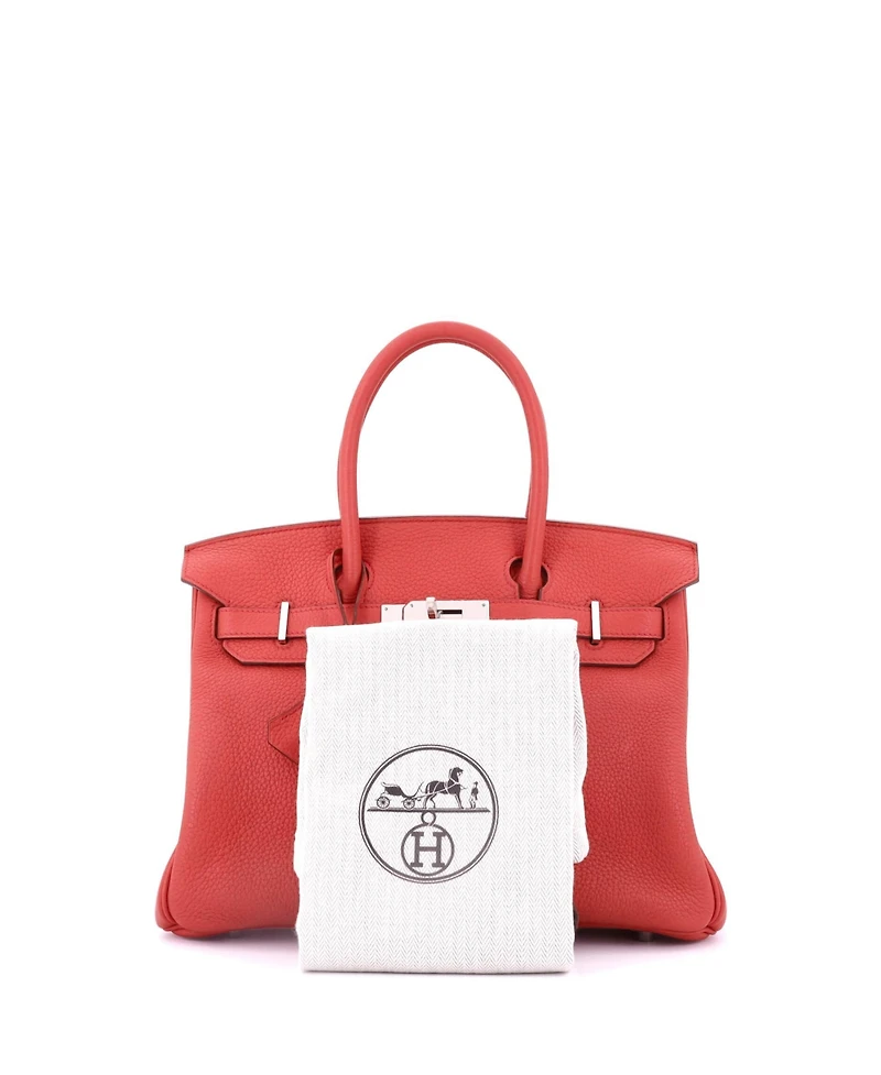 Pre-Owned Hermes Birkin 30 Handbag Pink Clemence with Palladium Hardware