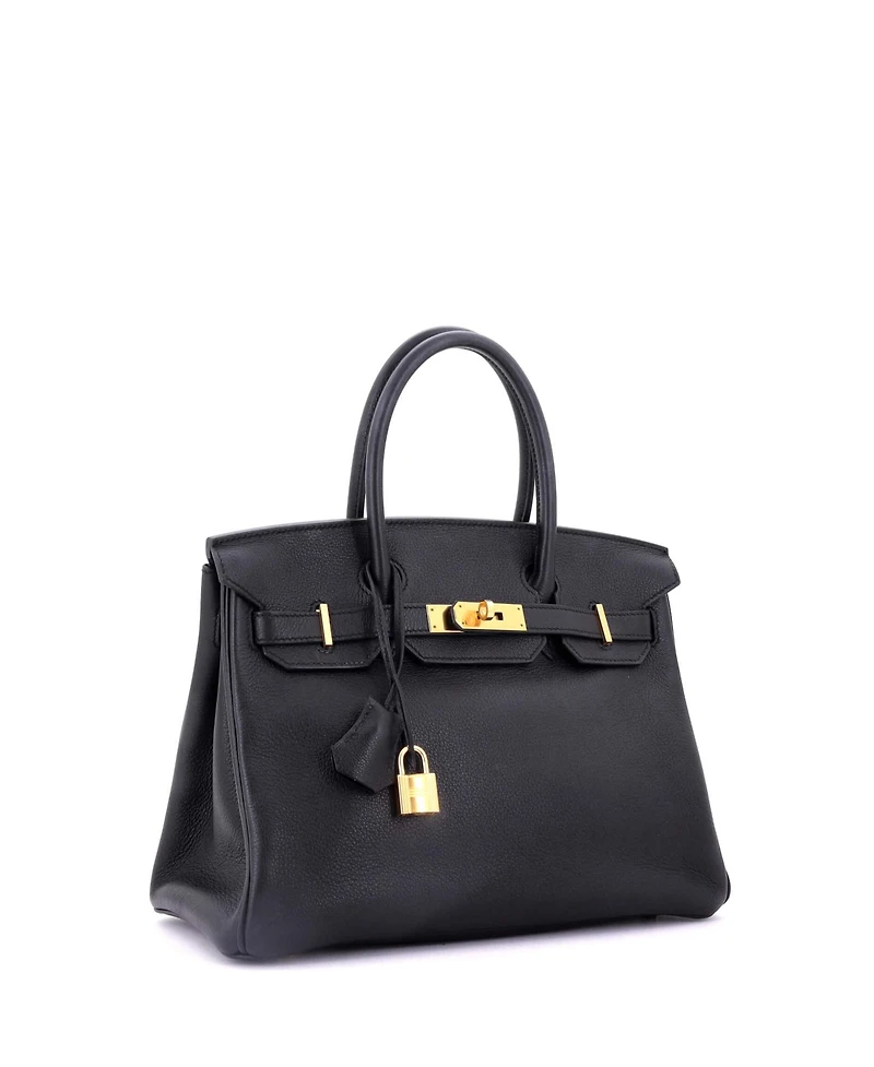 Pre-Owned Hermes Birkin 30 Handbag Black Novillo with Gold Hardware