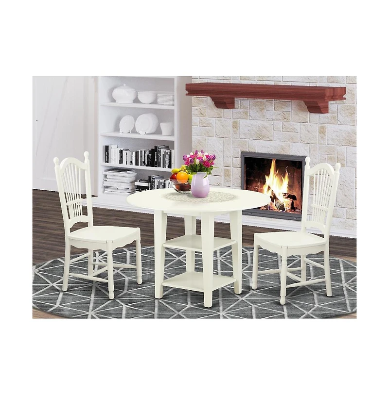 East West Furniture Dining Room Set Linen White