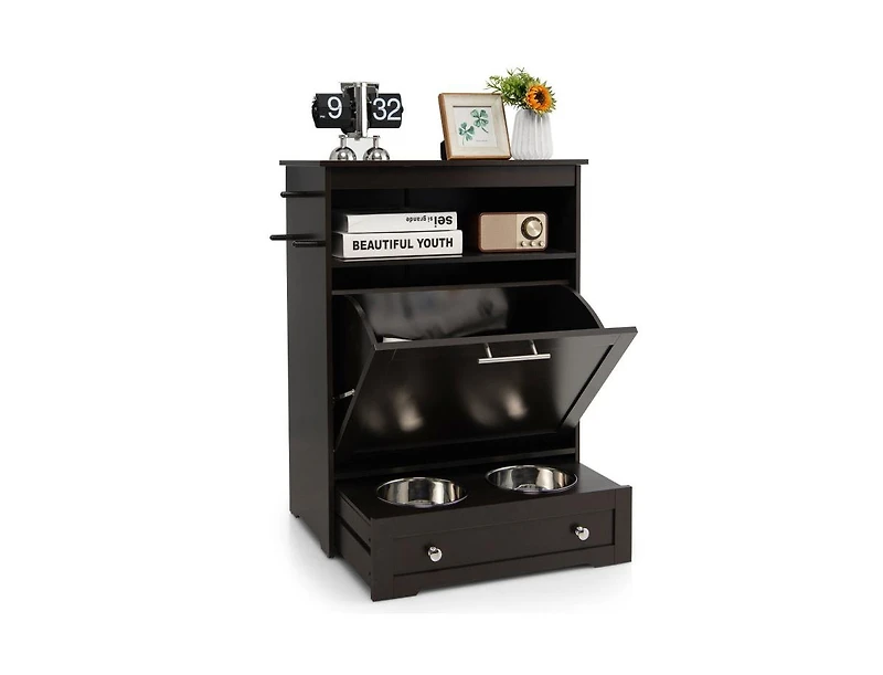 Pet Feeder Station with Stainless Steel Bowl