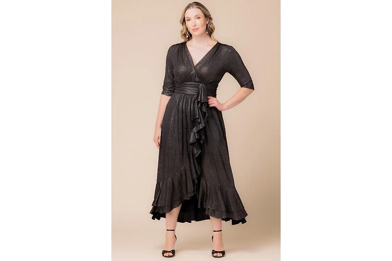 Kiyonna Plus Glimmer Ruffle Evening Gown
