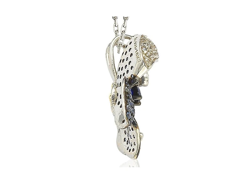 Suzy Levian Sterling Silver Sapphire Flower Petal Pendant