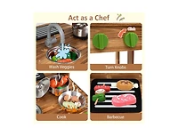Akiudex Double-Sided Wooden Outdoor Play Kitchen with Grill and Accessories