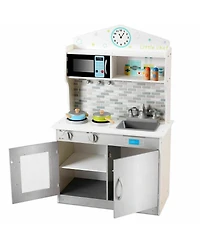 Kids Wooden Pretend Cooking Playset Cookware Kitchen