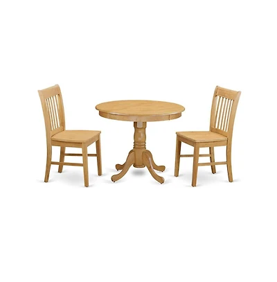 East West Furniture 3 Pc Dining room set - small Kitchen Table and 2 Dining chair