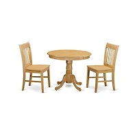 East West Furniture 3 Pc Dining room set - small Kitchen Table and 2 Dining chair