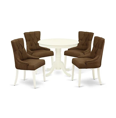 East West Furniture Dining Room Set Linen White
