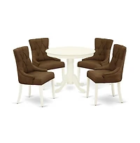 East West Furniture Dining Room Set Linen White
