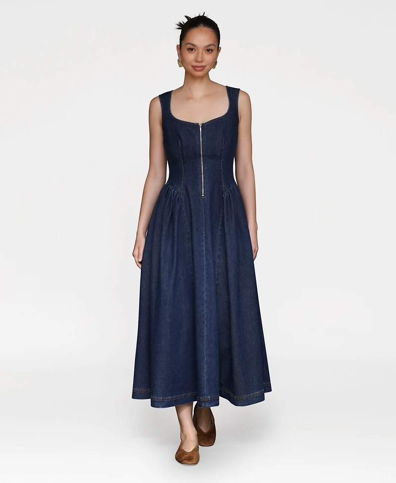 Avec Les Filles Women's Sweetheart Full Skirt Midi Dress