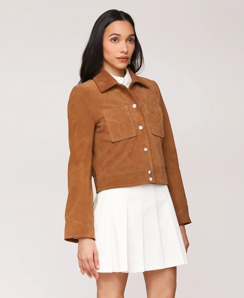Avec Les Filles Women's Leather Western Snap Front Fitted Jacket