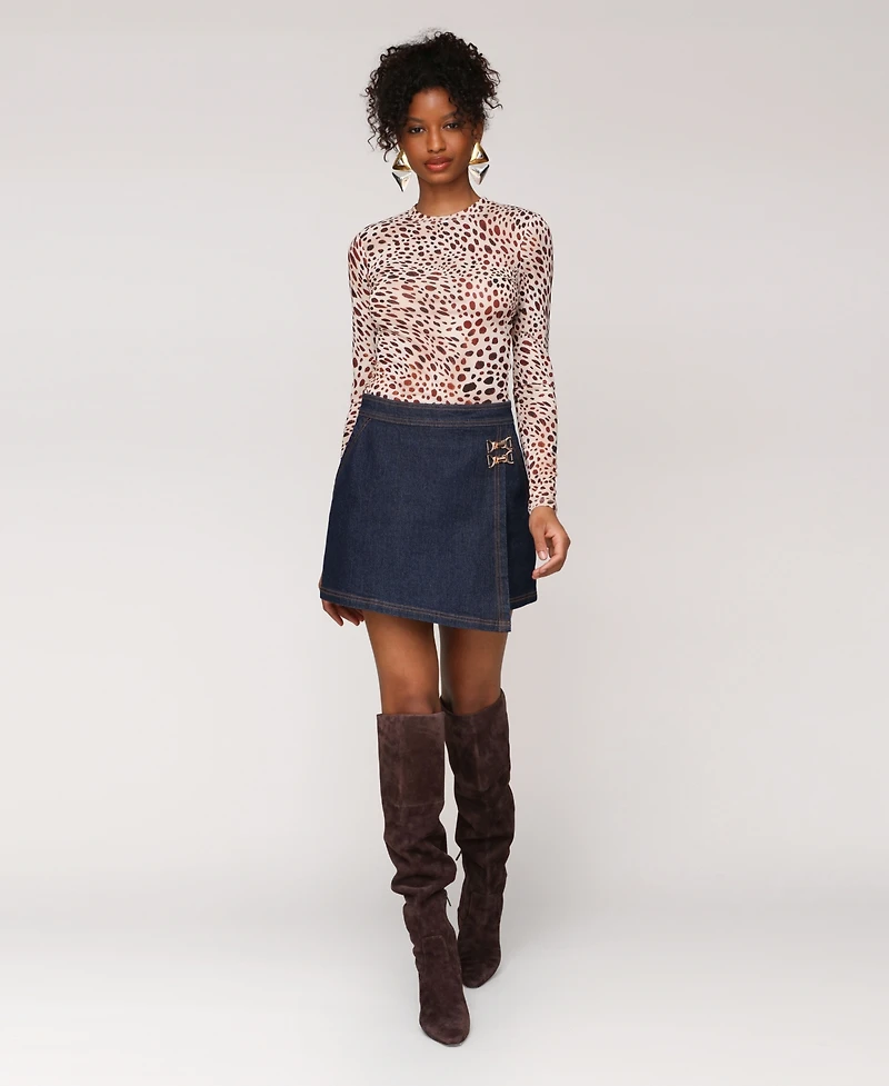 Avec Les Filles Women's Mini Envelope Denim Skort