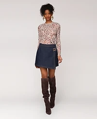 Avec Les Filles Women's Mini Envelope Denim Skort