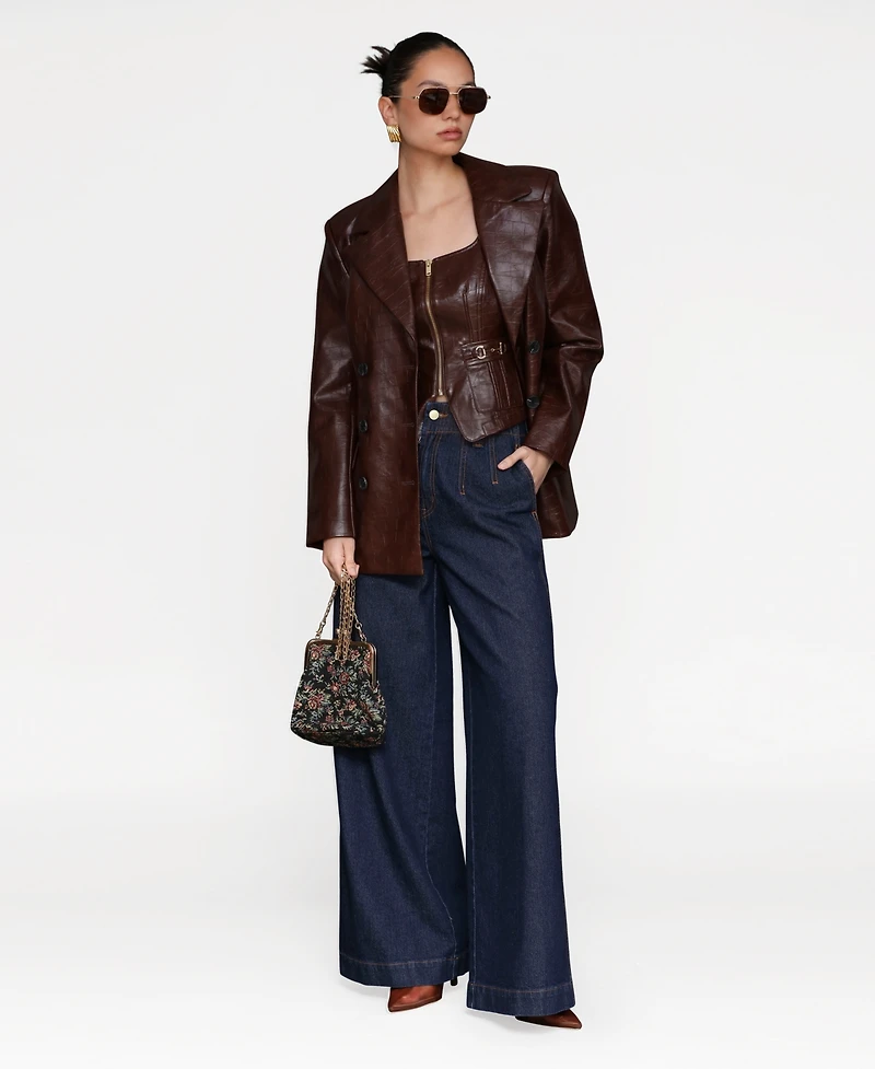 Avec Les Filles Women's Fitted Button-Front Blazer