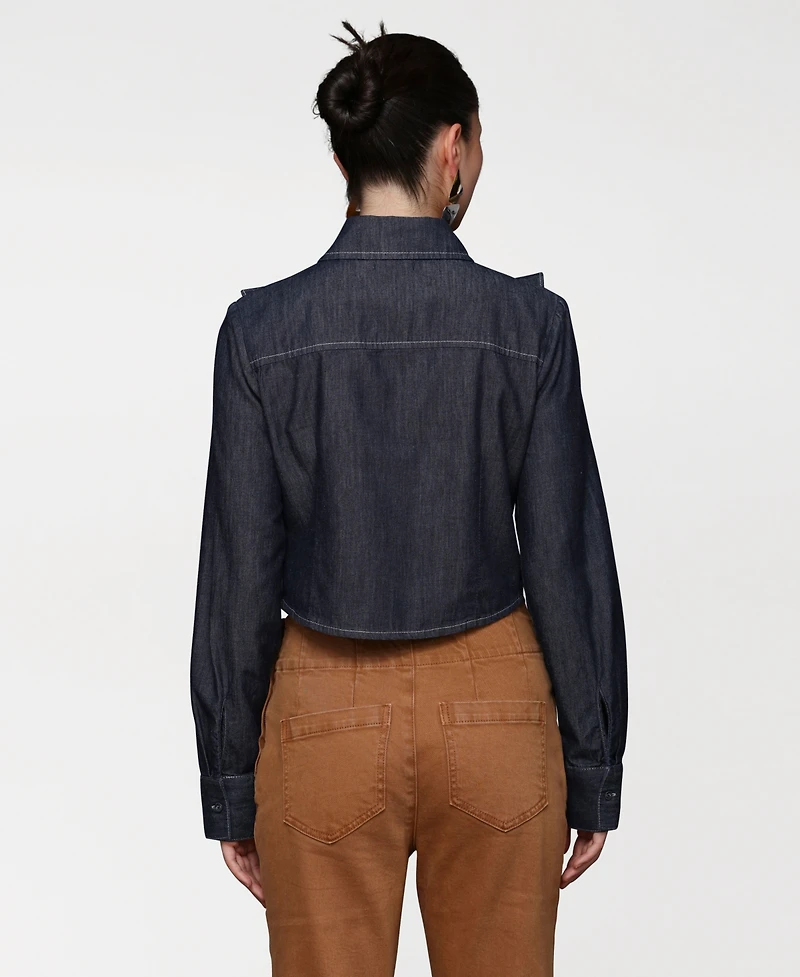 Avec Les Filles Women's Ruffle Yoke Blouse