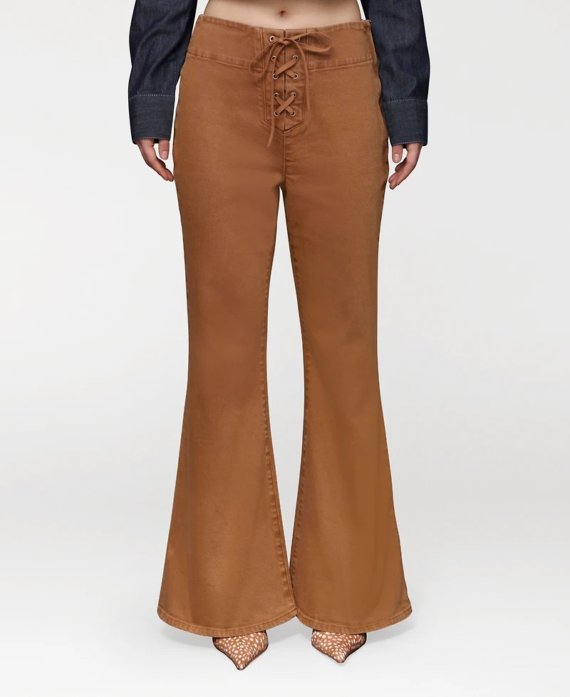 Avec Les Filles Women's Lace-Up Flare Pants