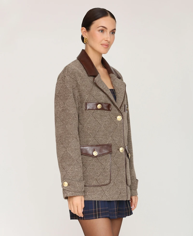 Avec Les Filles Women's Combo Spread Collar Coat
