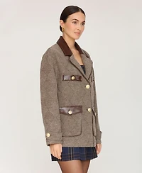 Avec Les Filles Women's Combo Spread Collar Coat