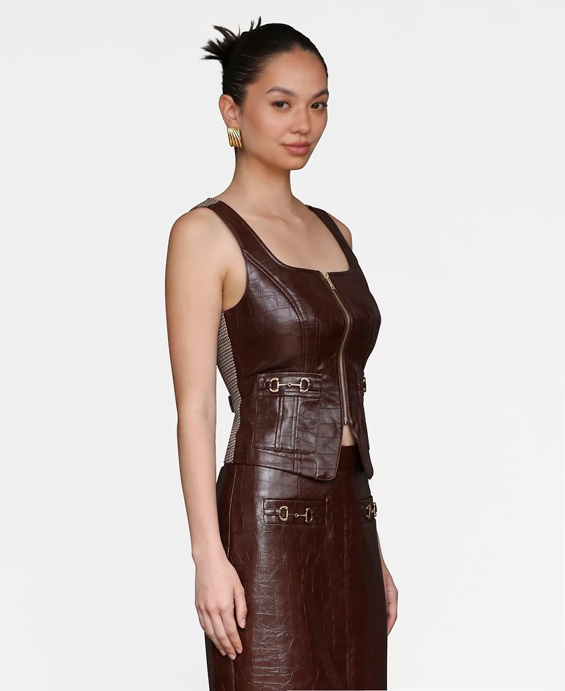 Avec Les Filles Women's Equestrian Detail Zip-Front Vest