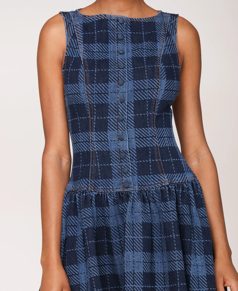 Avec Les Filles Women's Drop Waist Boat Neck Mini Dress