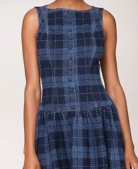 Avec Les Filles Women's Drop Waist Boat Neck Mini Dress