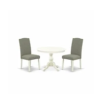 East West Furniture 3 Piece Dining Room Table Set