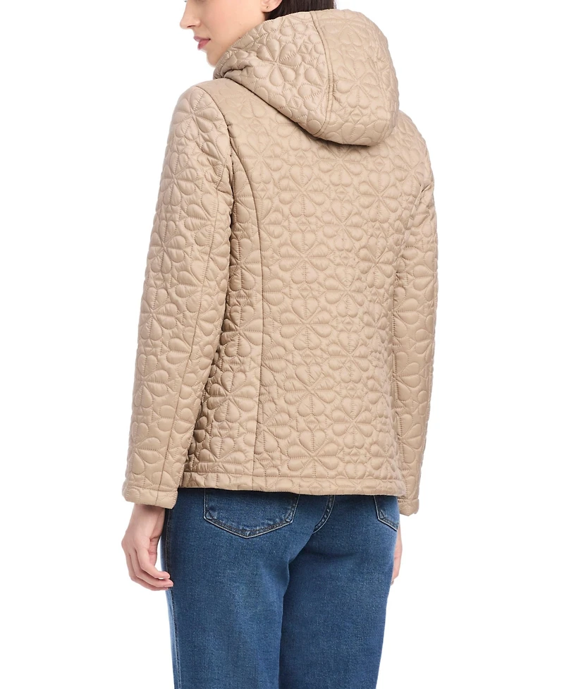 kate spade new york Women's Short Spade Flower Quilted Jacket W/ Hood