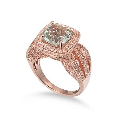 Suzy Levian New York Sterling Silver Cushion Cut Center Topaz Cocktail Ring