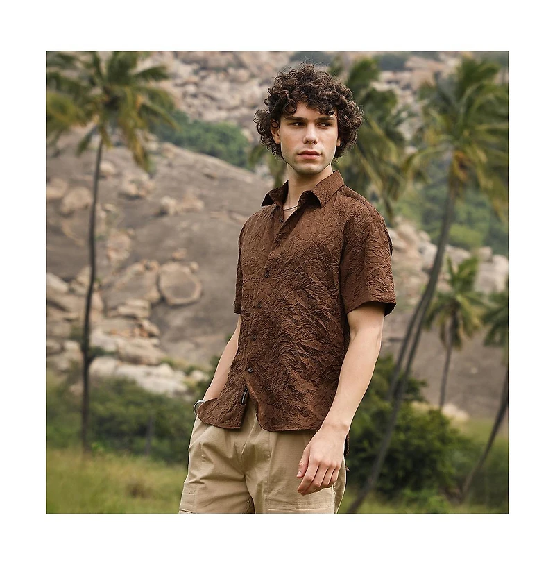 Campus Sutra Men's Crumple-Tactile Shirt