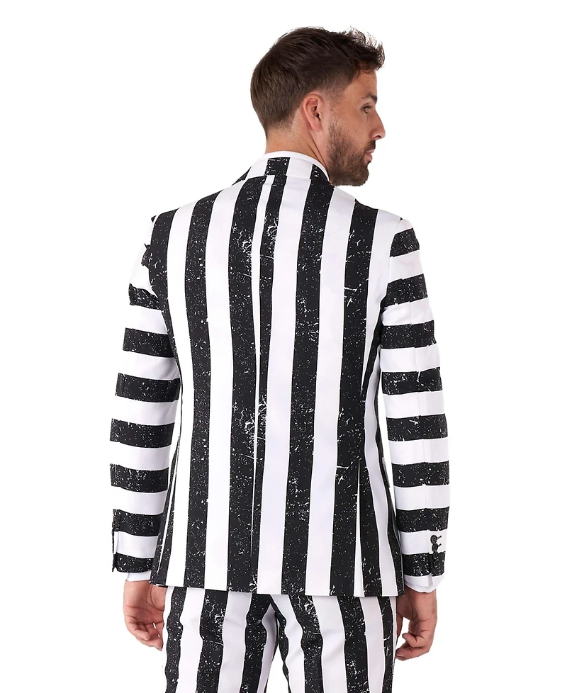 OppoSuits Men's Beetlejuice Premium Costume - 80s Halloween Outfit Slim Fit Black White Includes Blazer, Pants and Tie